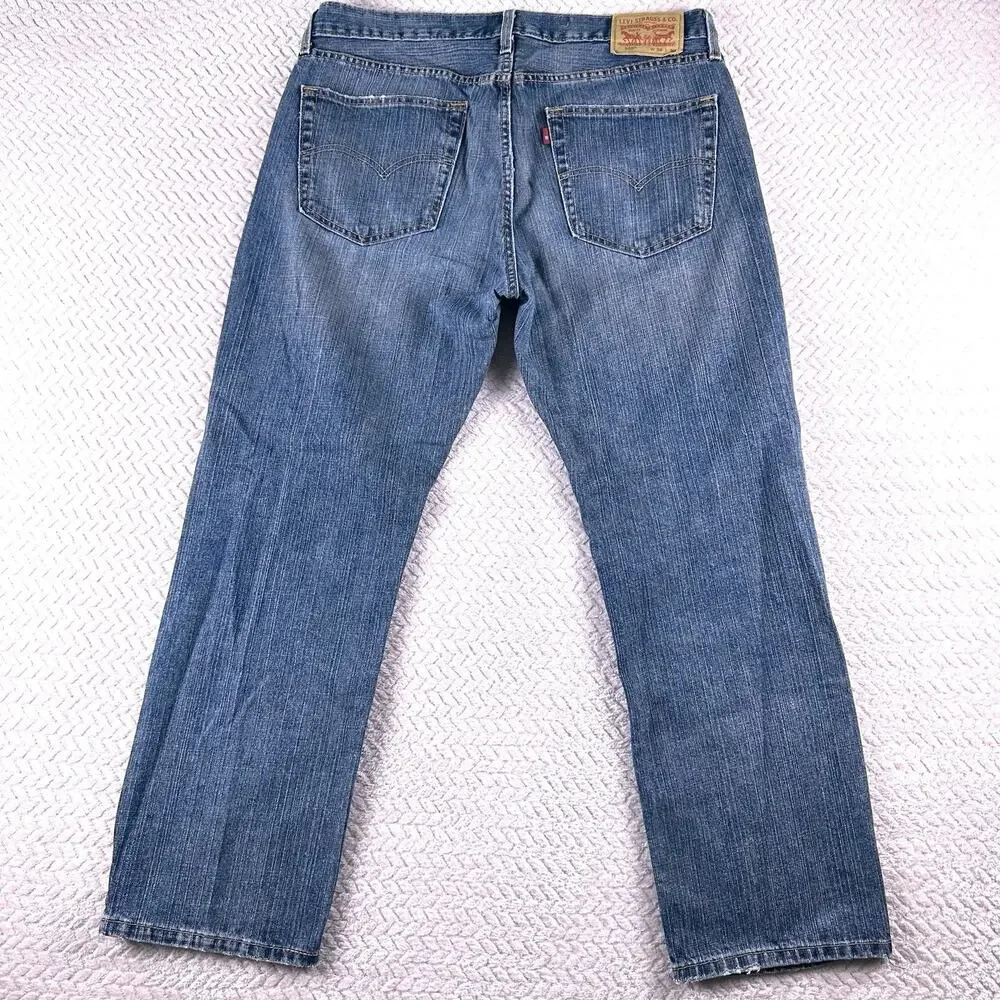 Levis 559 Jeans Men's 36x30 Blue Denim‎ Whiskered Relaxed Straight 100% Cotton